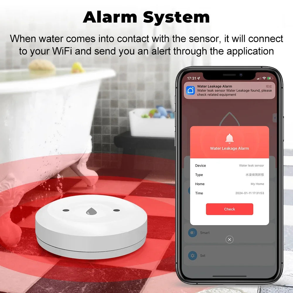 Tuya Zigbee Water Leak Sensor - Smart Home Flood Detector