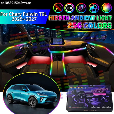 For Chery Fulwin T9L 2025 2026 2027 SUV E06 RGB Car Interior Ambient Lights Strips Breathing Lighting Kit App Control LED strips by InterCyprus Trading Ltd