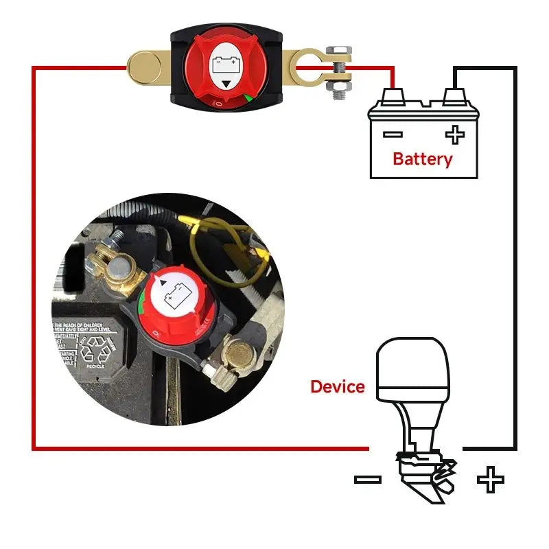 12-48V Car Isolator Disconnect Rotary Switch - 275A Battery Cutoff for Car, RV, Boat