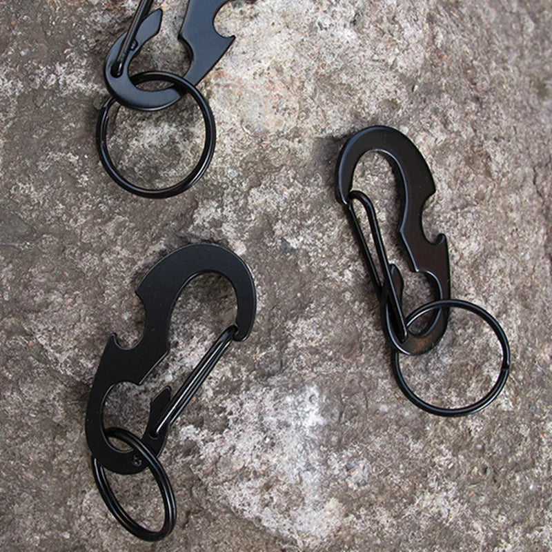 Multipurpose Stainless Steel Key Ring &amp; Bottle Opener Carabiner Tool