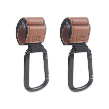 Baby Stroller Hooks &ndash; 360 Degree Rotatable Organizer Brown 2pcs