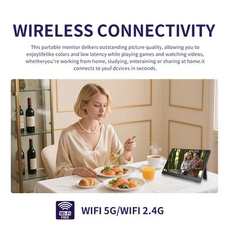 Wireless Portable Monitor 15.6 Inch &ndash; Ultra Slim Design with WiFi Connectivity