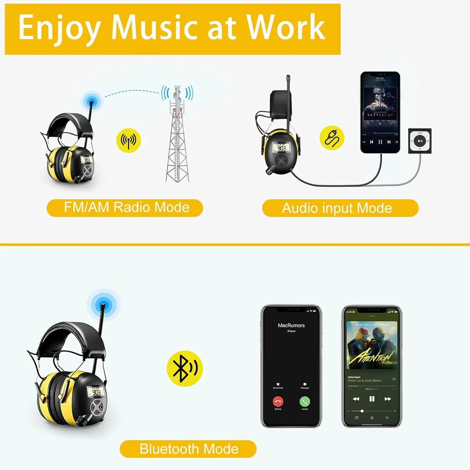 30dB Safety Earmuffs Bluetooth 5.4 &ndash; Noise Reduction