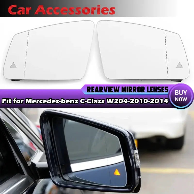 Heated Mirror Glass With Blind Spot Indicator For Mercedes-Benz W204 W221 by InterCyprus Trading Ltd