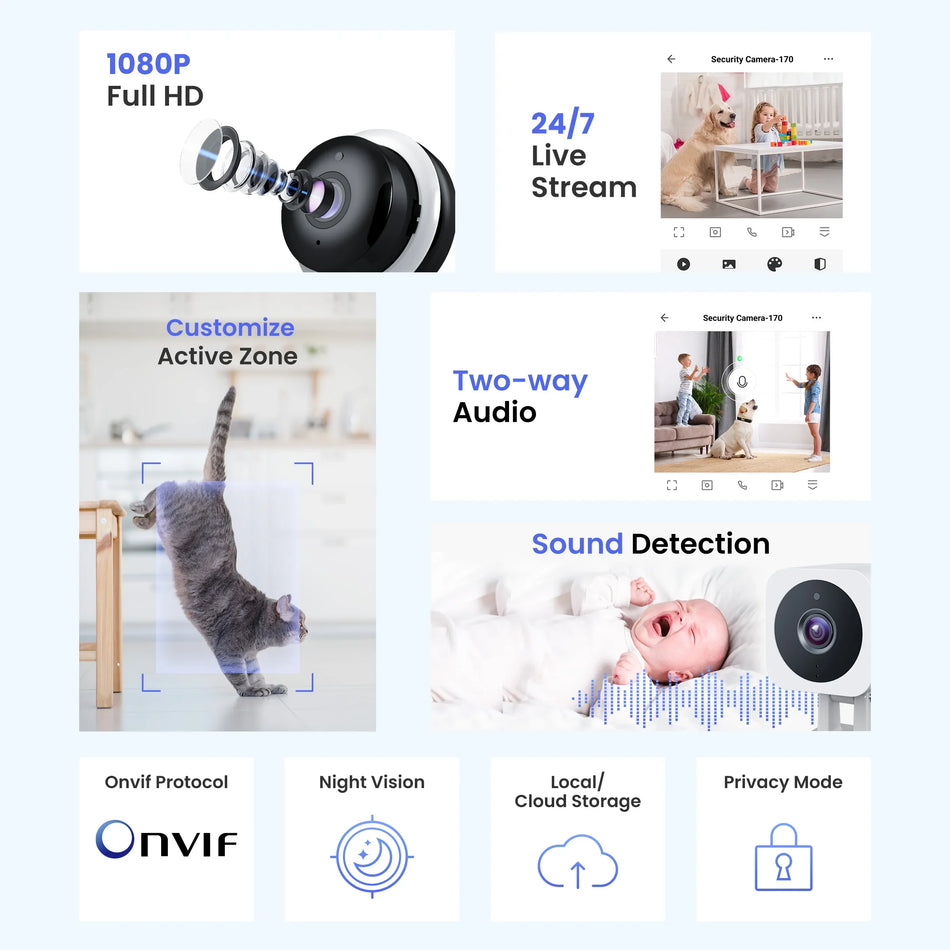 GIRIER Tuya WiFi Smart Security Camera with Night Vision &amp; Alexa Compatibility