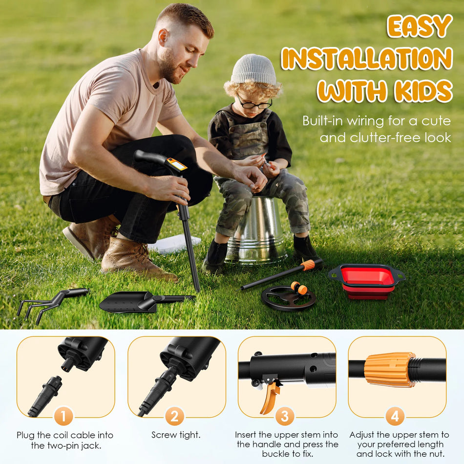 Dětský kovový detektor nastavitelný 16-35 palců s vodotěsnou cívkou