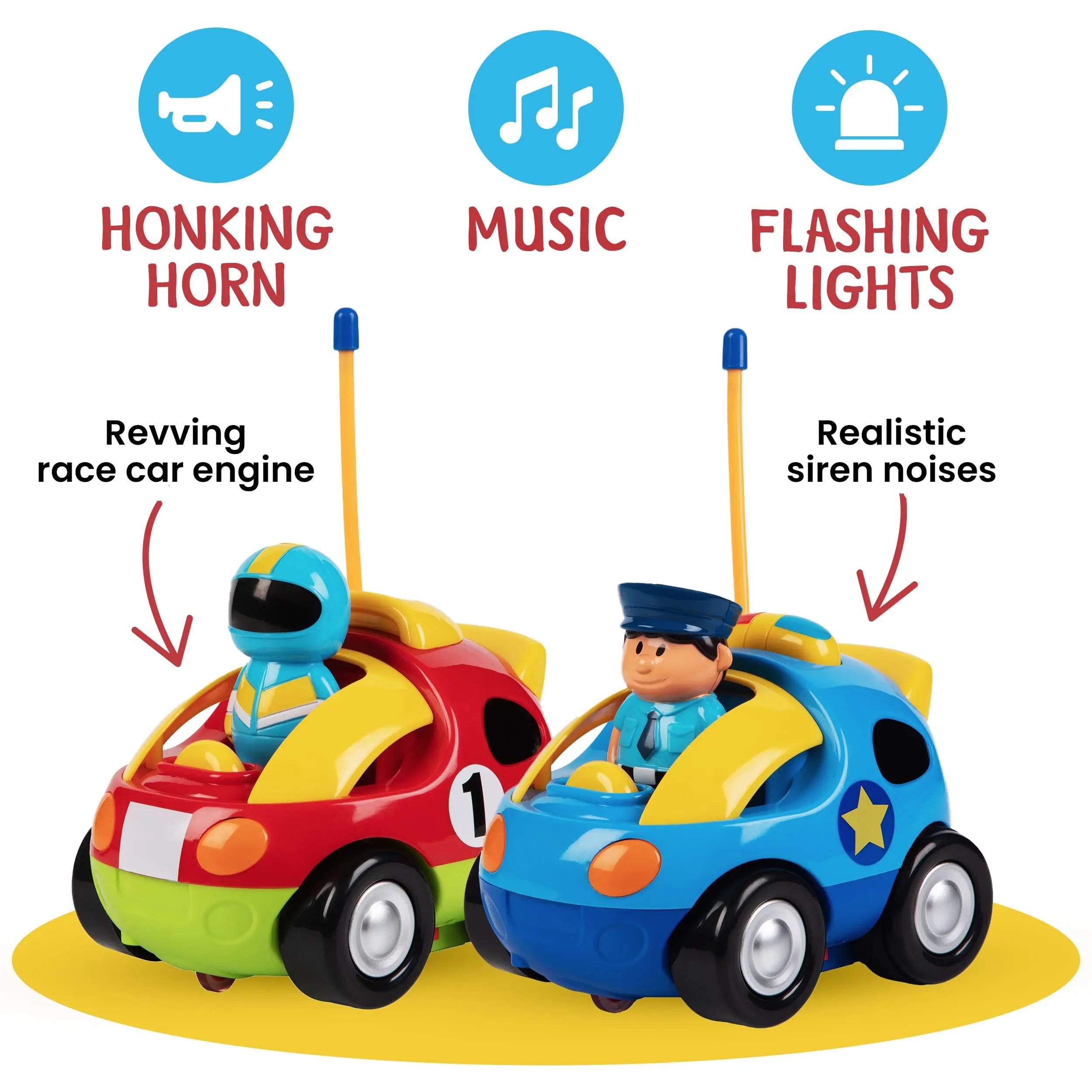 KBDFA 2 Pack Cartoon Remote Control Cars - Dual Frequencies