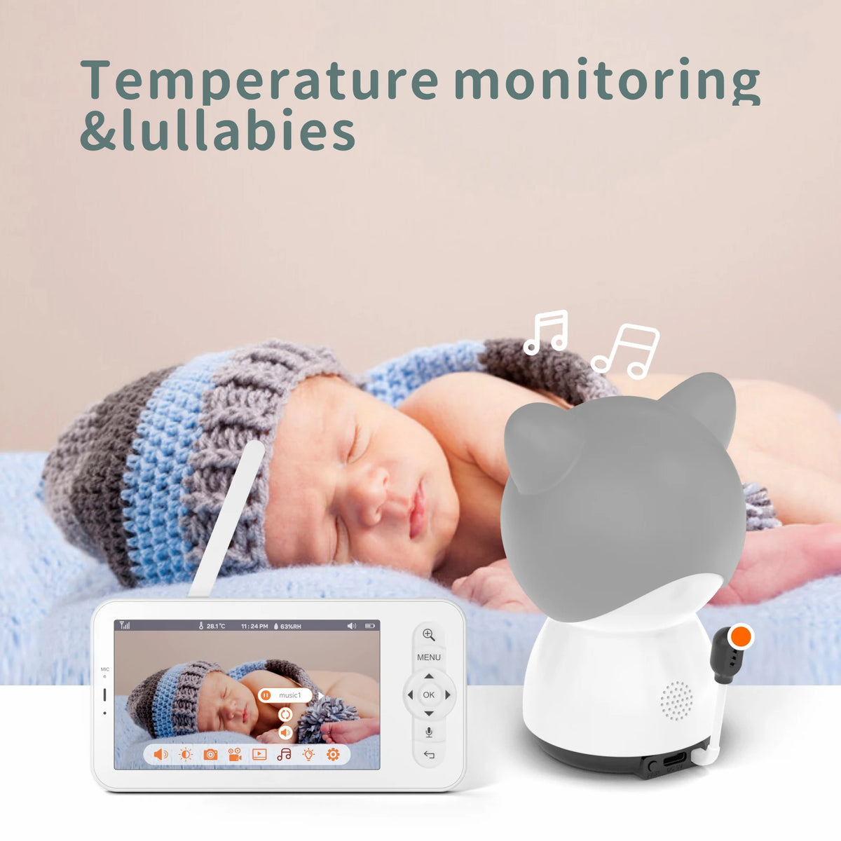 Babystar 5-Inch LCD Baby Monitor &ndash; Dual Camera Split Screen Support