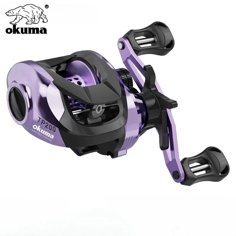 Okuma High-Speed Baitcast Reel 7.2:1 - Ultra Lightweight &amp; Durable Purple left hand