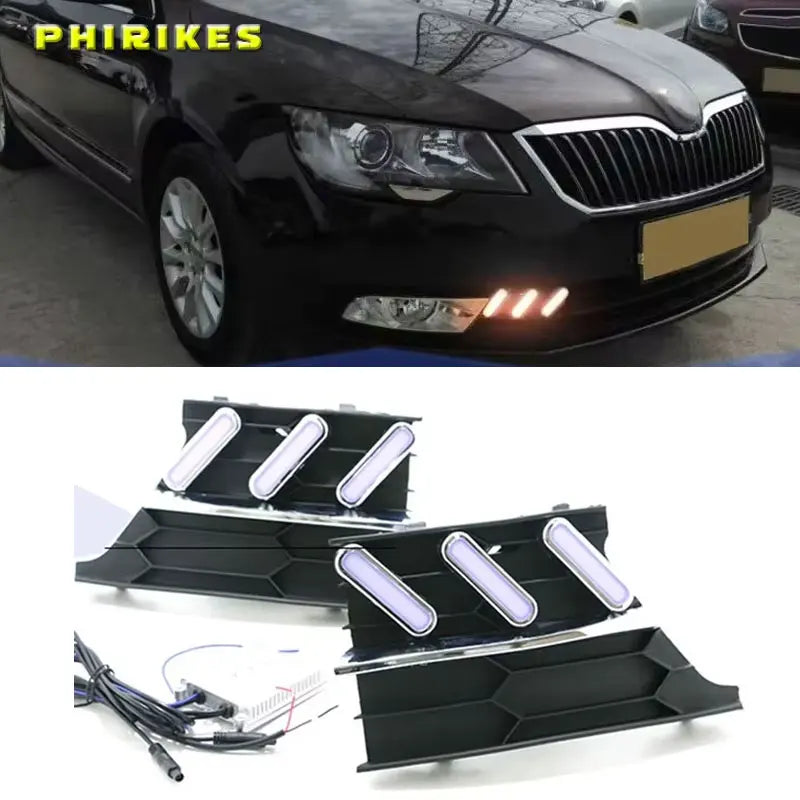 Tampa de Farol de Neblina à Prova de Água LED DRL Skoda Superb 2013 2015