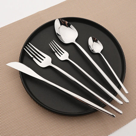 KNGZI 32Pcs Cutlery Set &ndash; Eco-Friendly Stainless Steel Flatware Silver 5pcs-Te / 2set