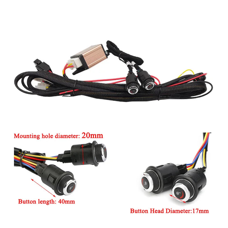 12V Carbon Fiber Car Seat Heater Kit With 6 Level Dual Control Fits 2 Seats