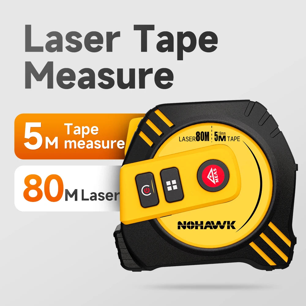 Nohawk Laser Tape Measure - 2 in 1 USB Rechargeable 40m/80m 80m Tape Measure