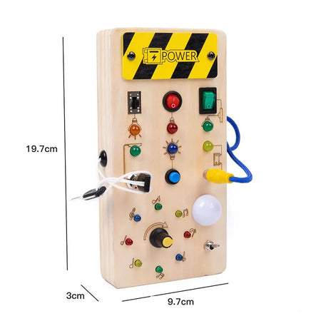 Montessori Busy Board Wood LED Light Switch &ndash; Travel Ready B