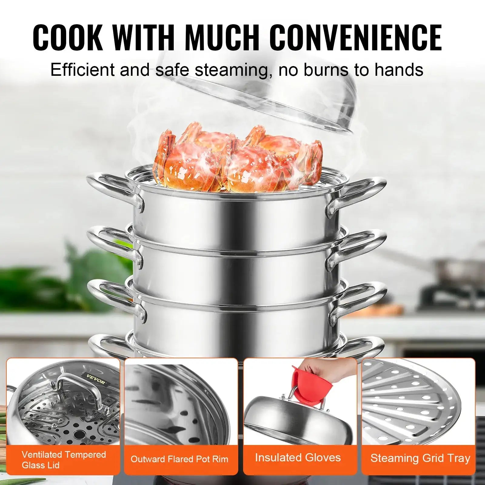 Five Layer Steamer Pot Dumplings Stainless Steel
