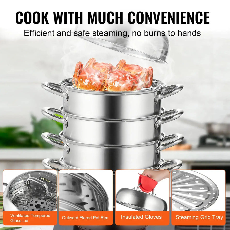 Five Layer Steamer Pot Dumplings Stainless Steel