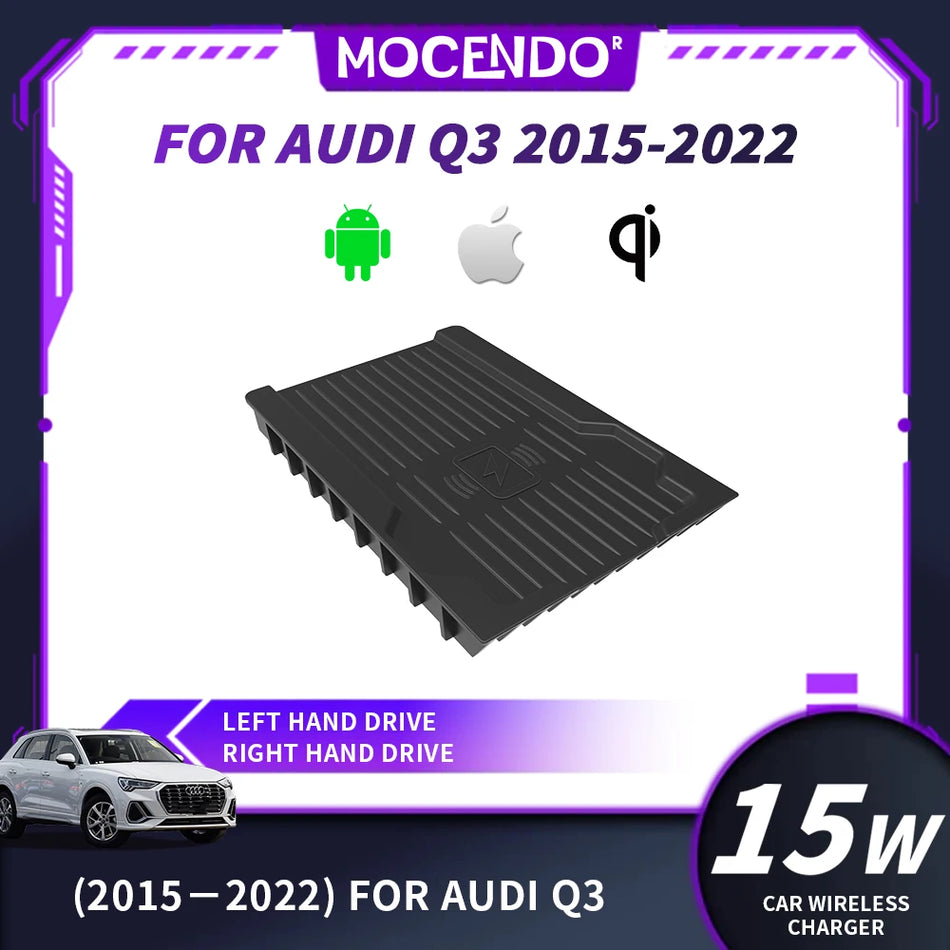 Chargeur sans fil 15W Tapis de charge rapide pour Audi Q3 2015-2022