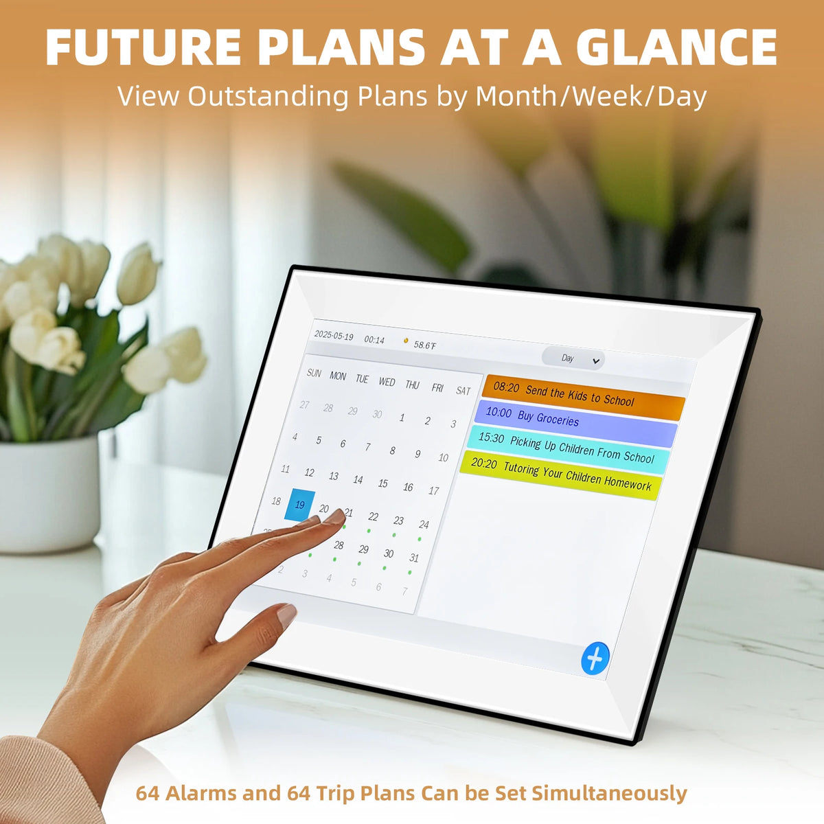 Digital Calendar Clock DC810-B &ndash; Touch Screen Display Feature