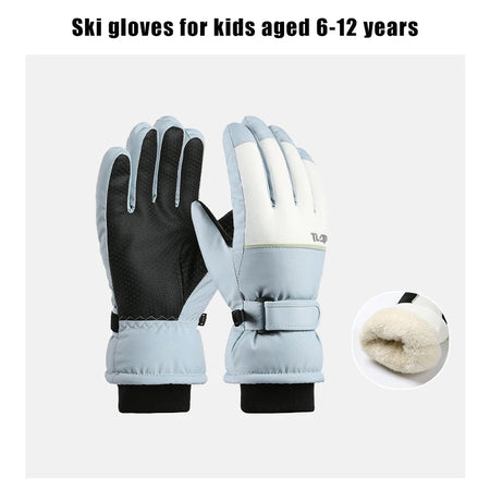 Kids Winter Ski Gloves &ndash; Waterproof and Windproof Design Blue