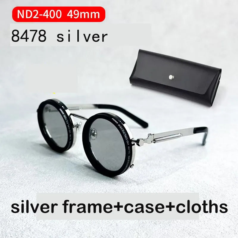 ND9 Retro Punk Sunglasses &ndash; Polarized UV Protection 8478 silver 49mm / CHINA