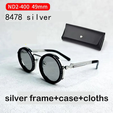 ND9 Retro Punk Sunglasses &ndash; Polarized UV Protection 8478 silver 49mm / CHINA