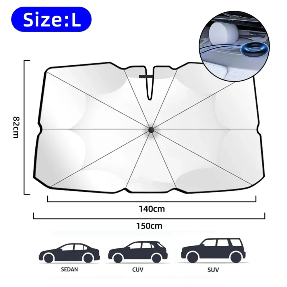 2024 Premium Car Windshield Sun Shade Umbrella for Ultimate UV Protection and Heat Control Pull Ring L