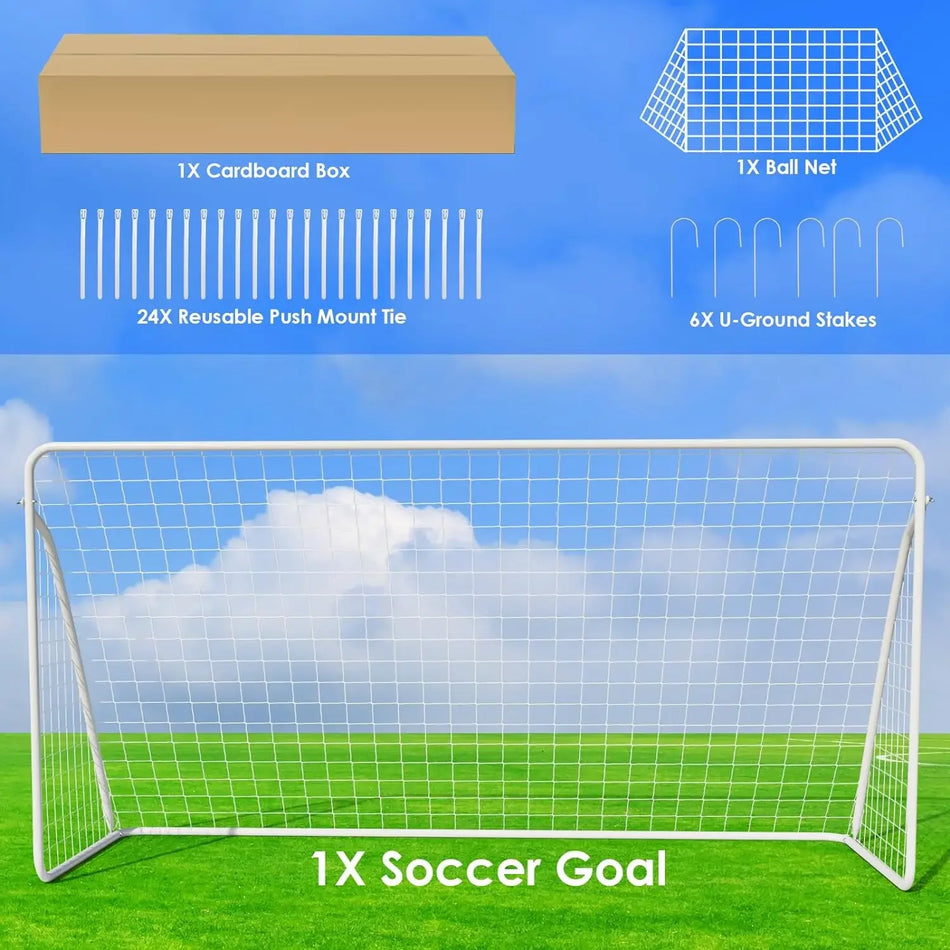 Σετ Πόλο Ποδοσφαίρου 12x6ft Φορητό Μεταλλικό Πλαίσιο Δικτύου