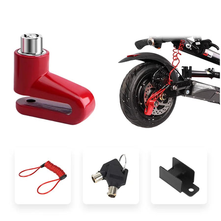 Electric Scooter Alarm Disc Lock &ndash; Waterproof Anti-Theft Security Red Disc Lock