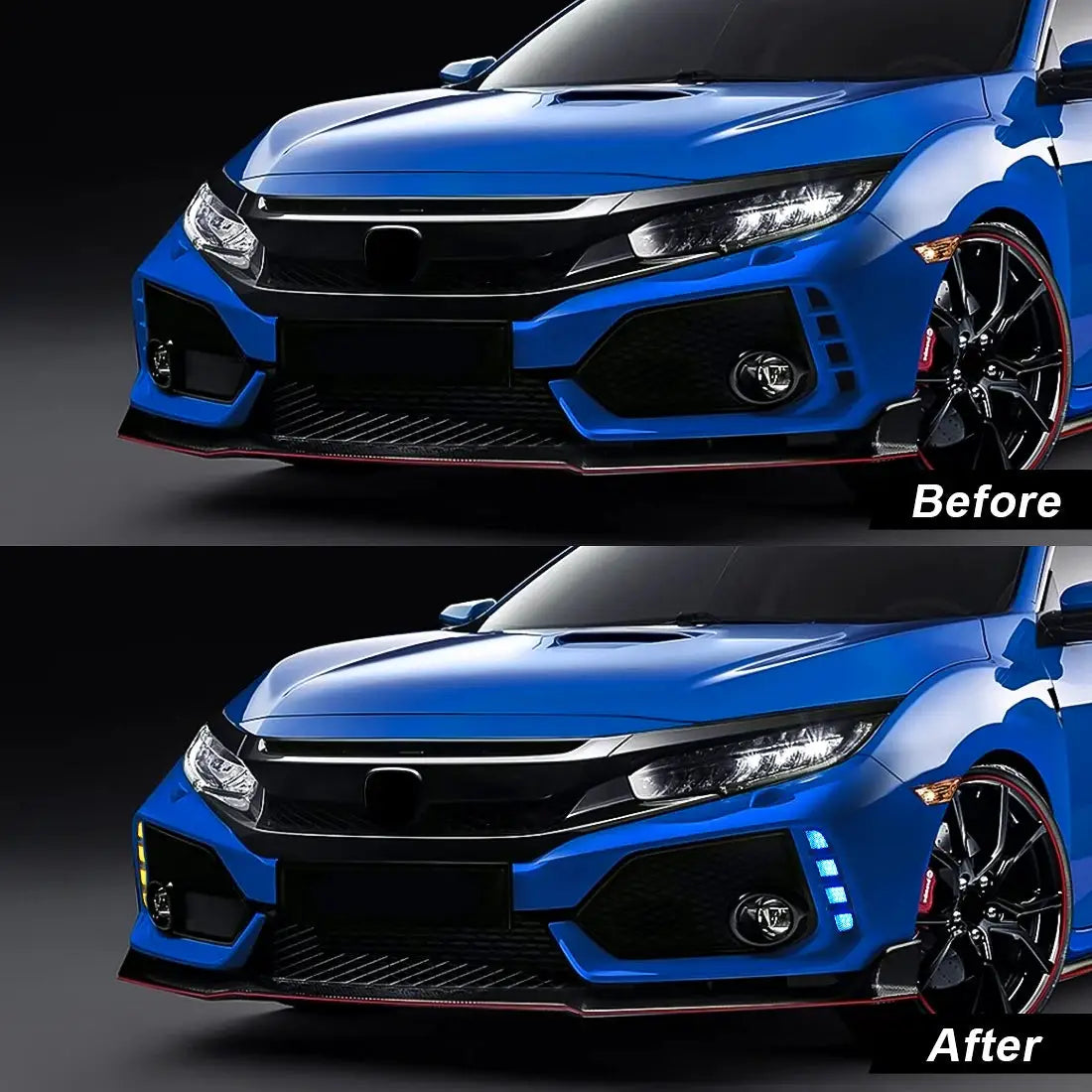 DRL For Honda Civic 10th Generation Type R 2018 2019 2020 202 LED Daytime Running Light Dynamic Turn Signal Lamps Fog by InterCyprus Trading Ltd