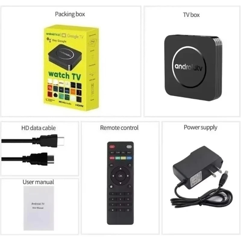 Q3 Android 14 8K HD TV Box &ndash; 2GB RAM HDR10 Google Assistant 4G 64G / US Plug