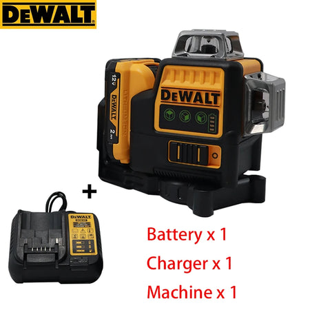 Dewalt DW089LG 12-Line Green Laser Level with 360-Degree Vertical Projection 1Battery 1Charger EU