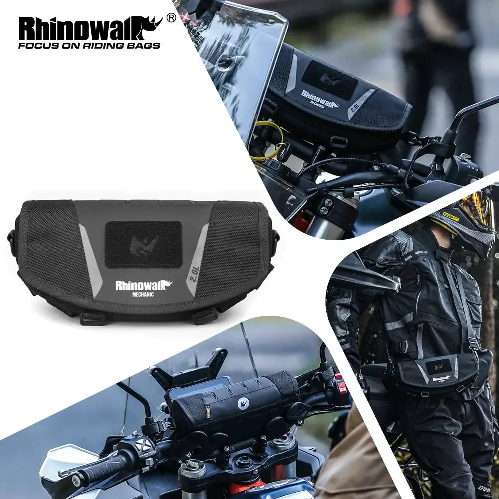 Rhinowalk Motorcycle Handlebar Bag Waterproof 2L Universal Front Storage Case With RaincoverFor BMW1250ADV KTM890 CF450 Kawasaki by InterCyprus Trading Ltd