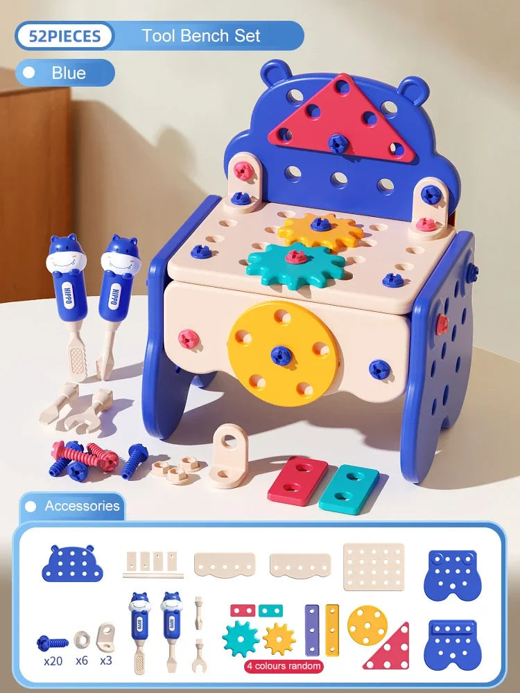 Children's Electric Tool Set &ndash; Realistic Drill Action 52p blue no drill