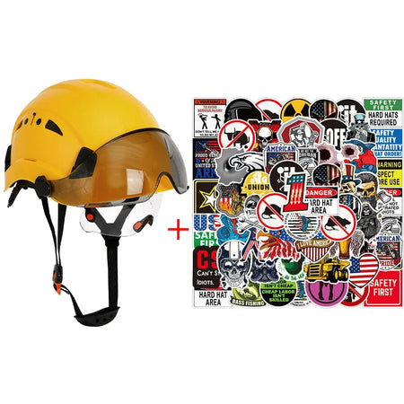 SF06/CR08 &ndash; CE ABS Safety Helmet With Visor And Goggles Yellow Set B