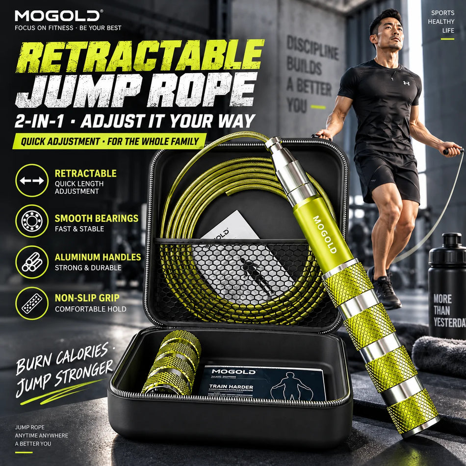 Sfoară de sărit ajustabilă cu mânere din aluminiu și rulmenți dubli pentru fitness