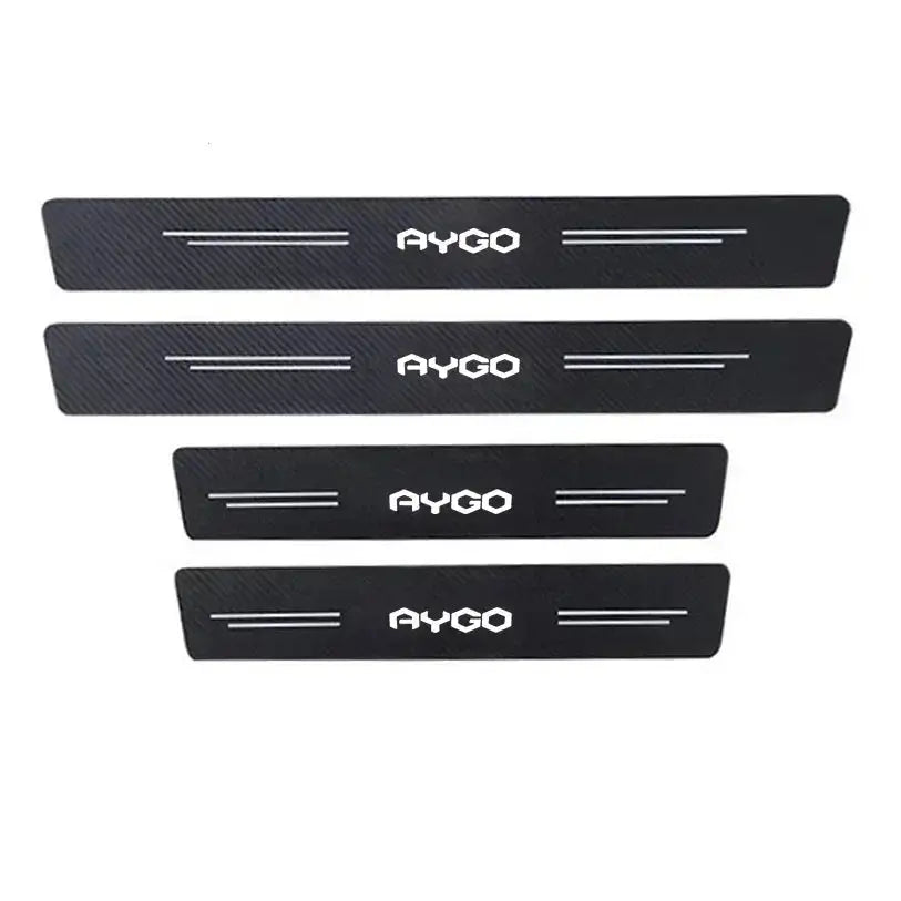 AYGO Car Door Sill Protector Carbon Fiber Anti Scratch 4Pcs for AYGO