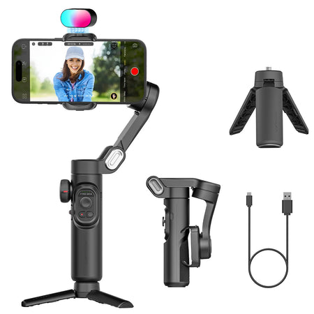 AOCHUAN Smart XE 3-Axis Handheld Gimbal Stabilizer &ndash; Effortless Face Tracking for Vlogging With Light