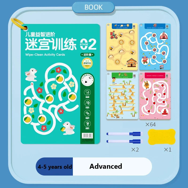 Reusable Montessori Practice Maze Book for Kids: Concentration &amp; Pen Control Training Advanced