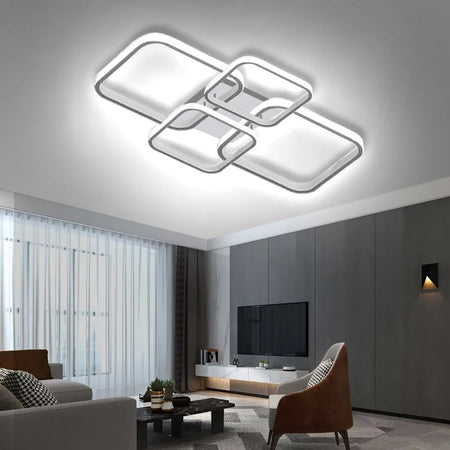 Modern LED Ceiling Lights Square 4 Heads &ndash; Sleek Black White