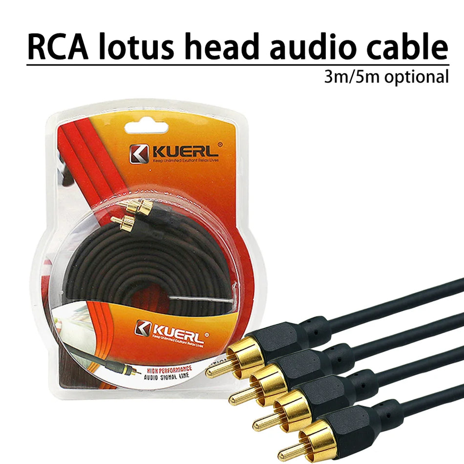 RCA автомобилен аудио кабел с чист меден ядро за автомобилна стерео система