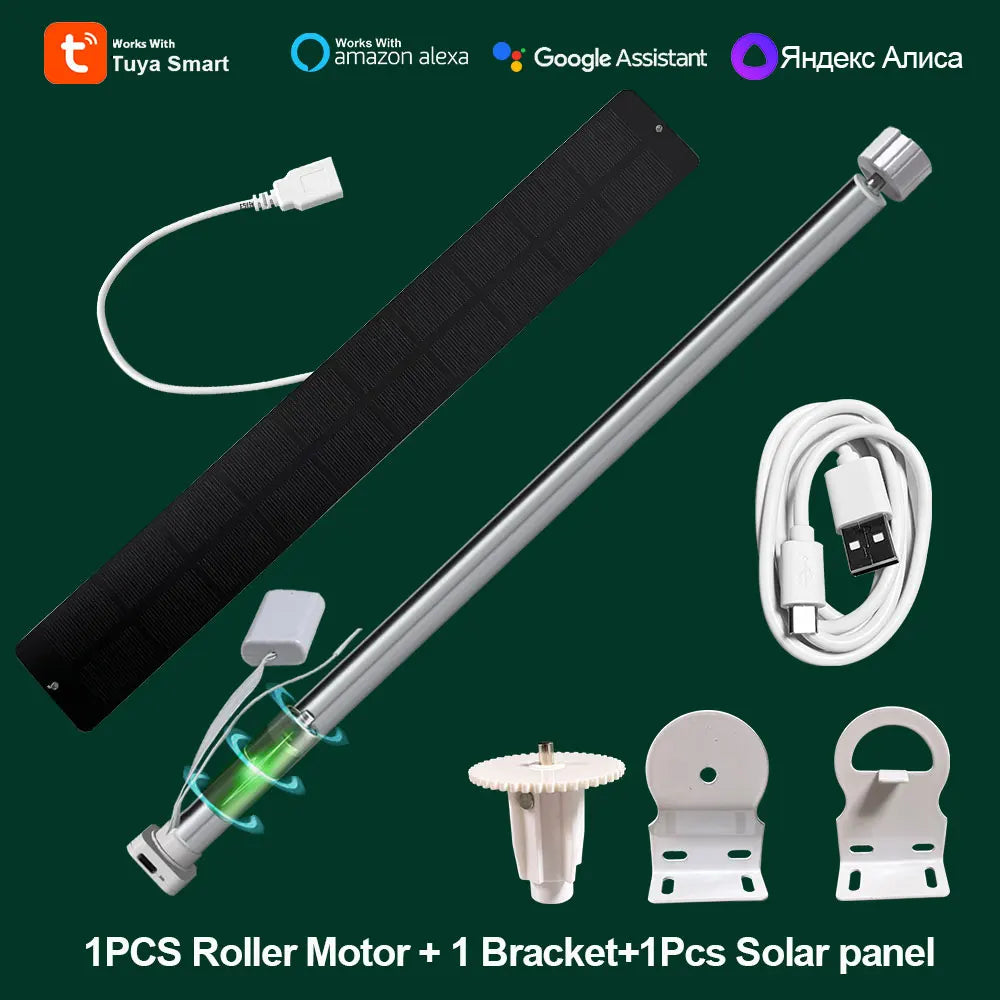 LifeLibero Tuya Zigbee Smart Curtains 1Motor 1Solar Panel / For 20mm tube zigbee