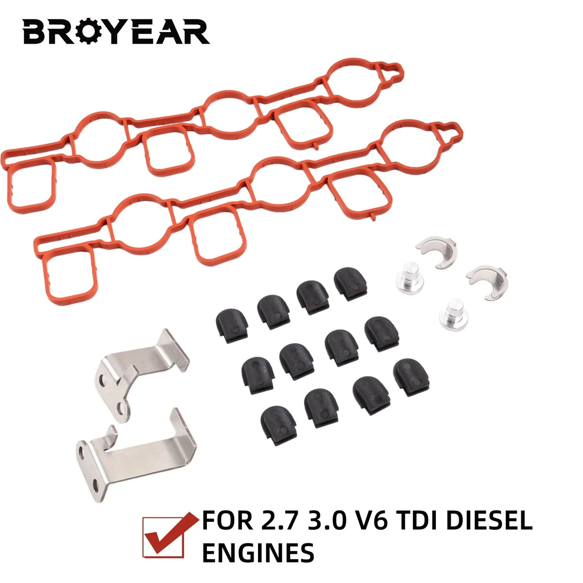 Swirl Flap Repair Kit With Aluminum Brackets And Gaskets For Audi VW 2.7 3.0 V6 TDI by InterCyprus Trading Ltd