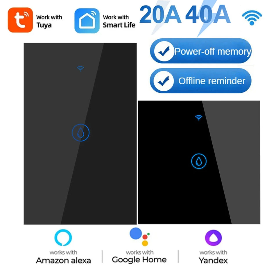 KCOOJO WiFi Smart Boiler Switch - Remote Control Water Heater with Voice Assistant Compatibility