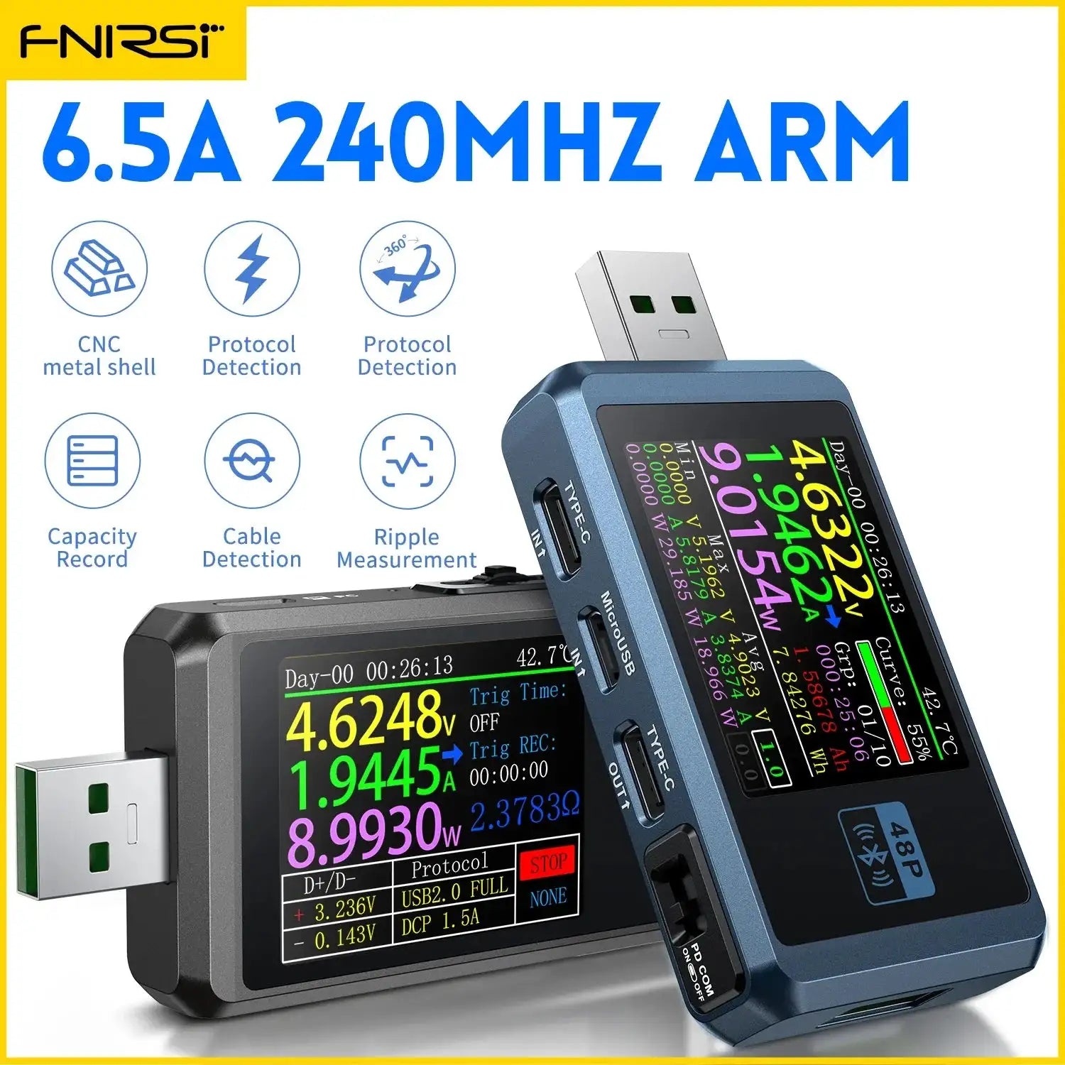 FNB48P USB Tester Voltmeter Ammeter Type C Fast Charge