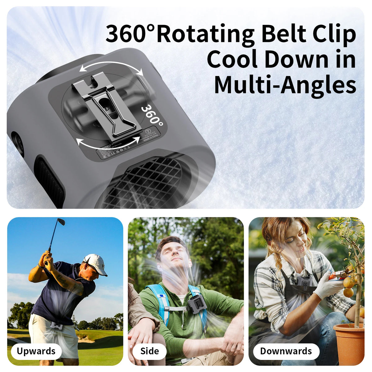 Socool 14500mAh Portable Waist Fan &ndash; 360&deg; Rotating Design with Strong Wind