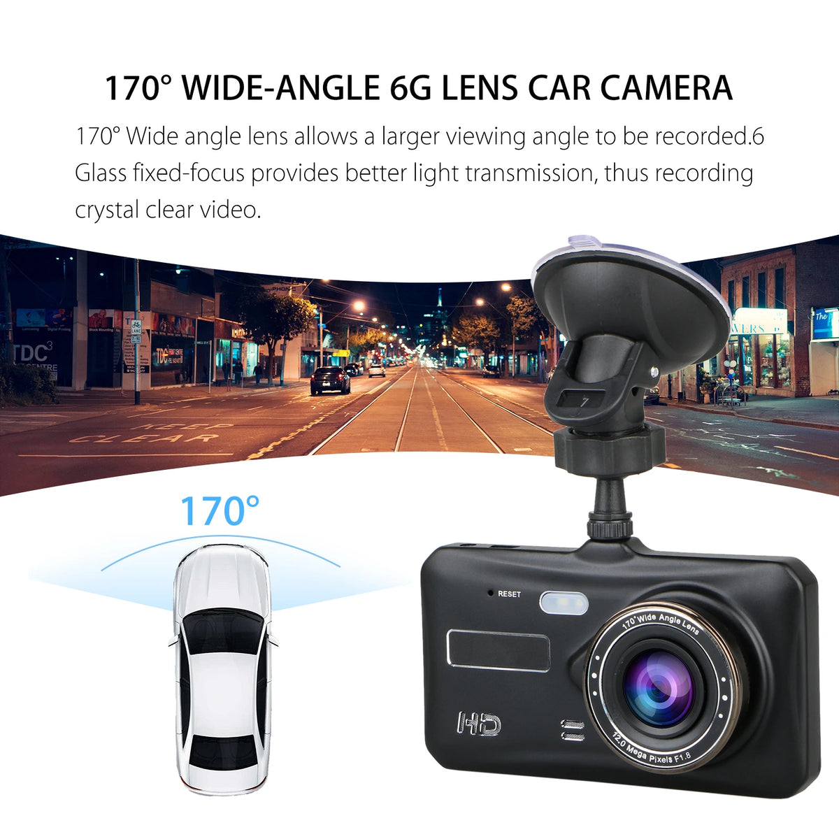 Dash Cam Front and Rear Camera CAR DVR &ndash; Full HD 1080P Night Vision Recorder