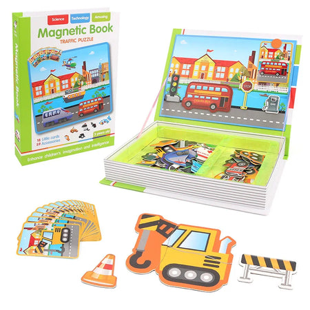 Funny Children's Magnetic Book Puzzles &ndash; Brain Training Toy Transportation