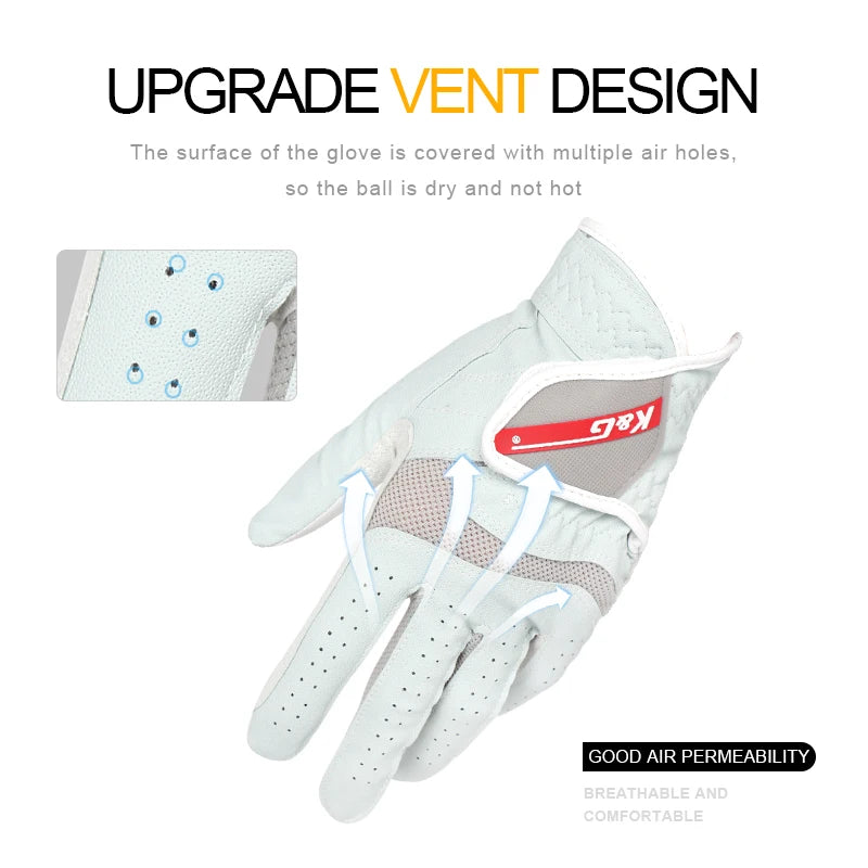 Guanti da golf da uomo in pelle di agnello in microfibra PU mano sinistra antiscivolo