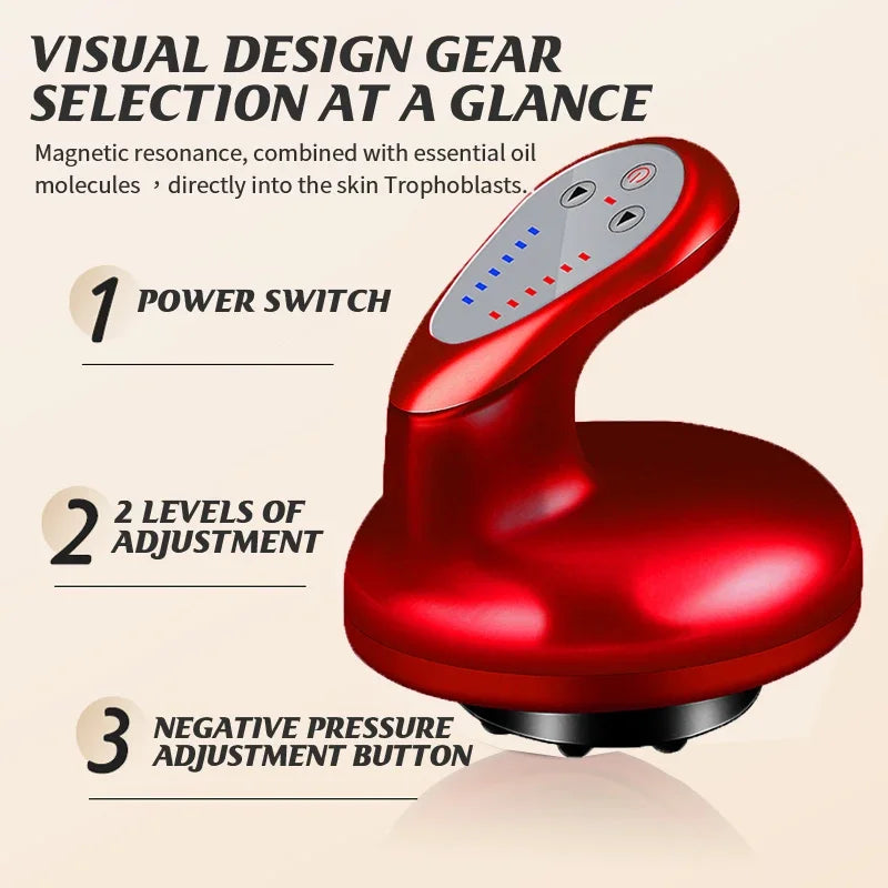 Elektrinis grandymo bankų masažo prietaisas su vakuuminiu puodeliu