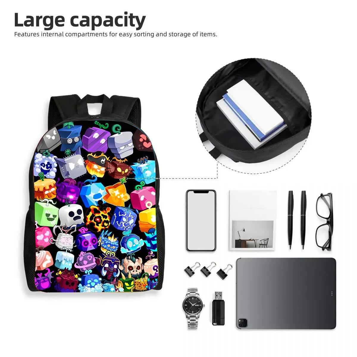 Wolyn Blox Anime Fruits School Backpack for Kids